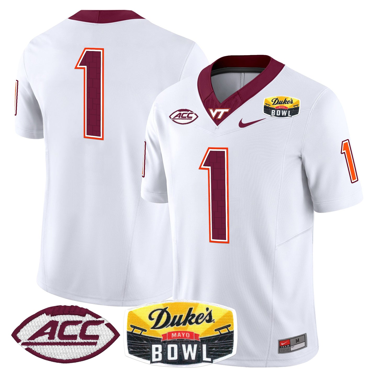 Virginia Tech Hokies 2025 Duke's Mayo Bowl Patch Vapor Limited Jersey - All Stitched