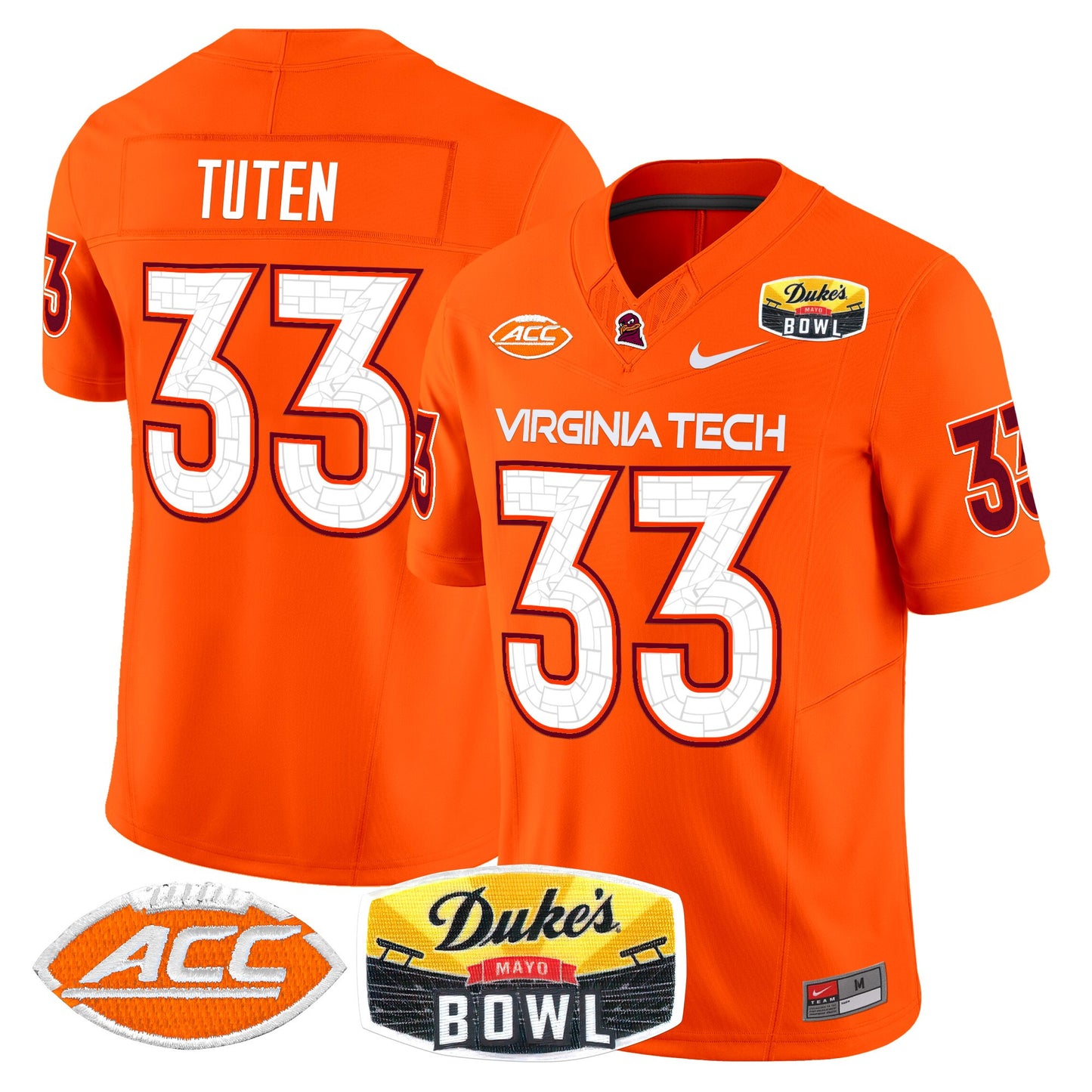 Virginia Tech Hokies 2025 Duke's Mayo Bowl Patch Vapor Limited Jersey - All Stitched