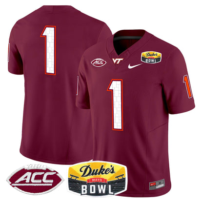 Virginia Tech Hokies 2025 Duke's Mayo Bowl Patch Vapor Limited Jersey - All Stitched