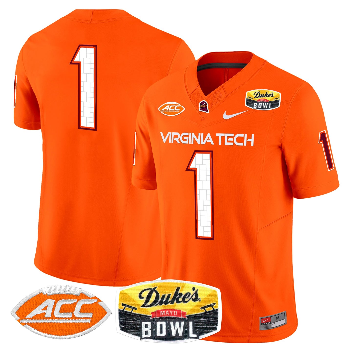 Virginia Tech Hokies 2025 Duke's Mayo Bowl Patch Vapor Limited Jersey - All Stitched