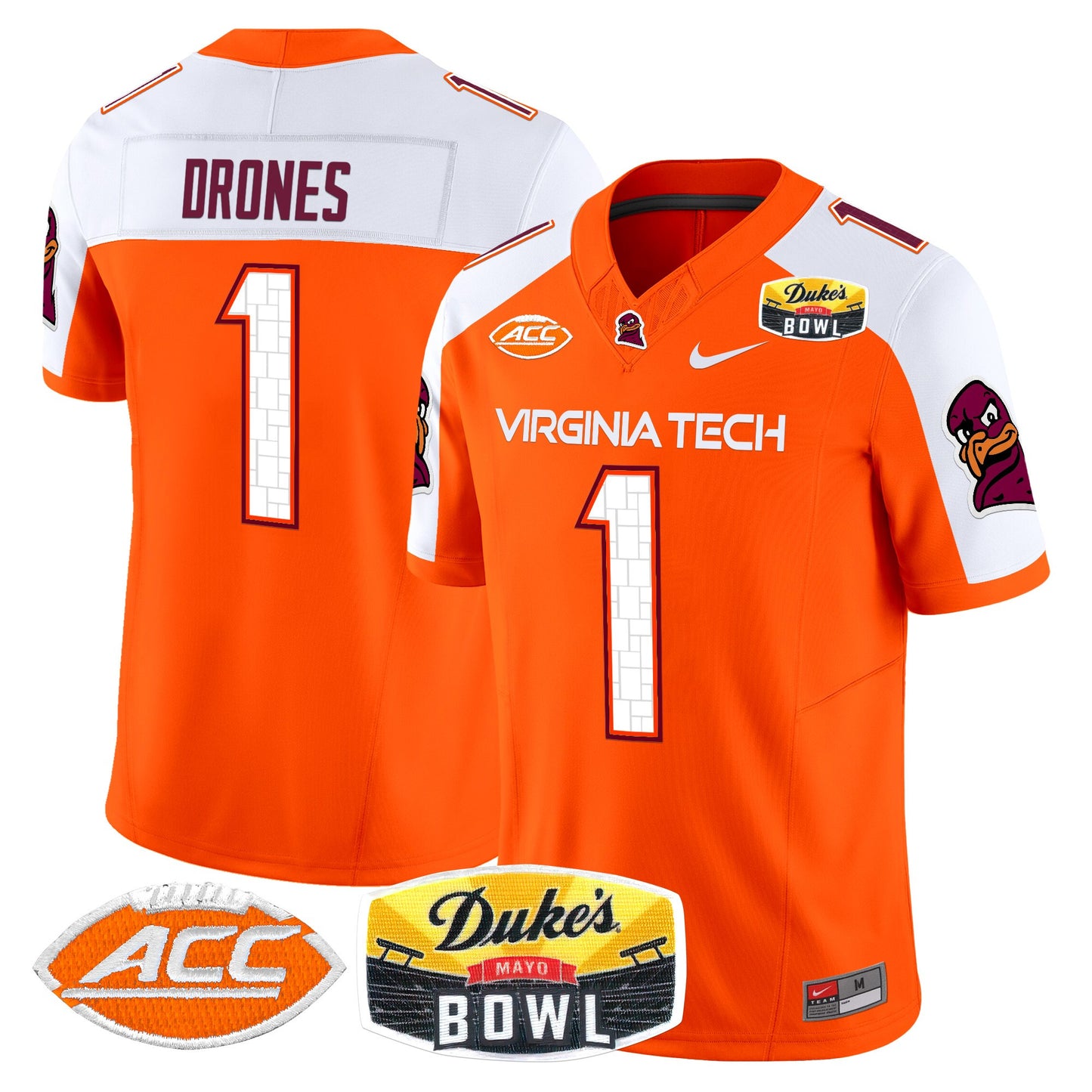 Virginia Tech Hokies 2025 Duke's Mayo Bowl Patch Vapor Limited Jersey - All Stitched