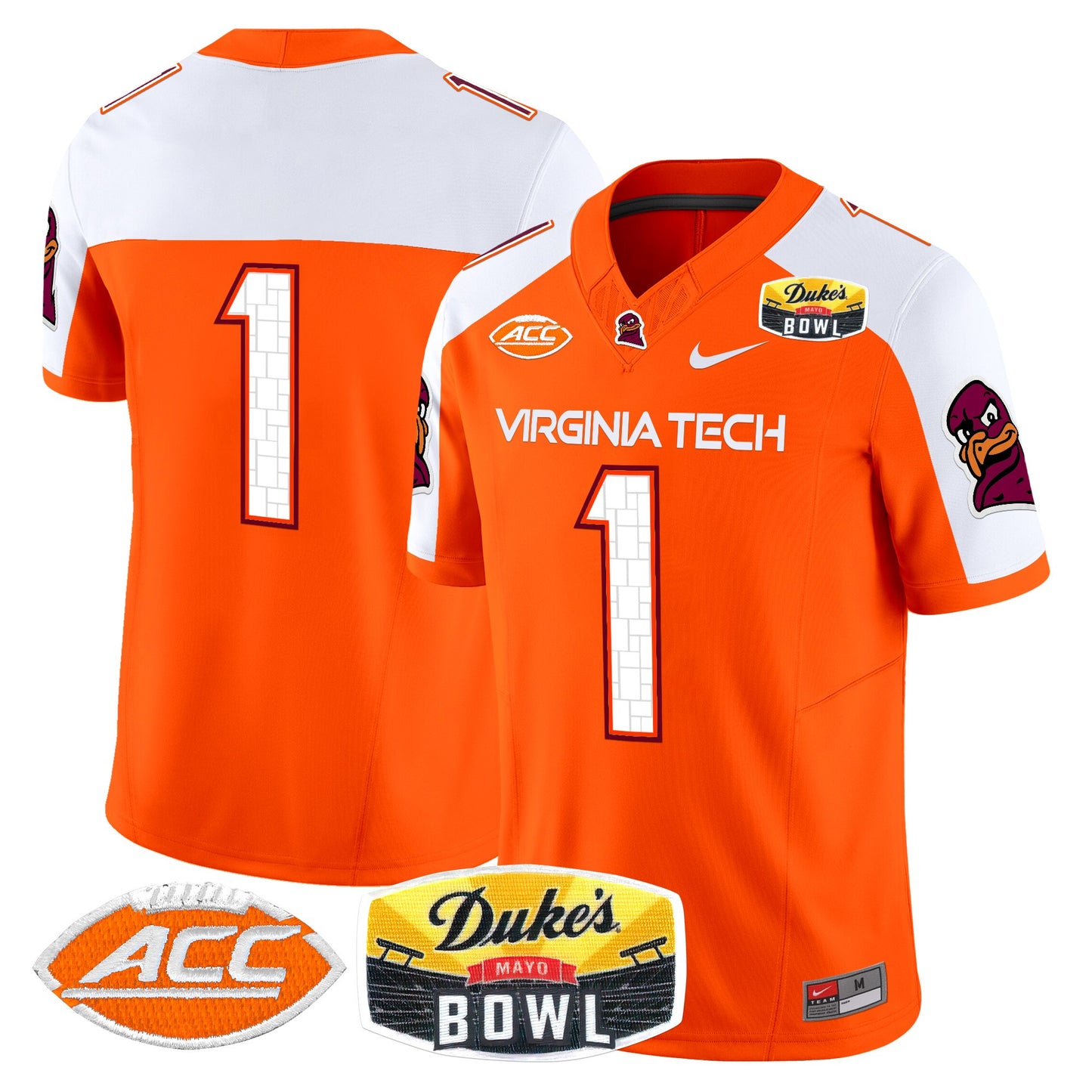 Virginia Tech Hokies 2025 Duke's Mayo Bowl Patch Vapor Limited Jersey - All Stitched