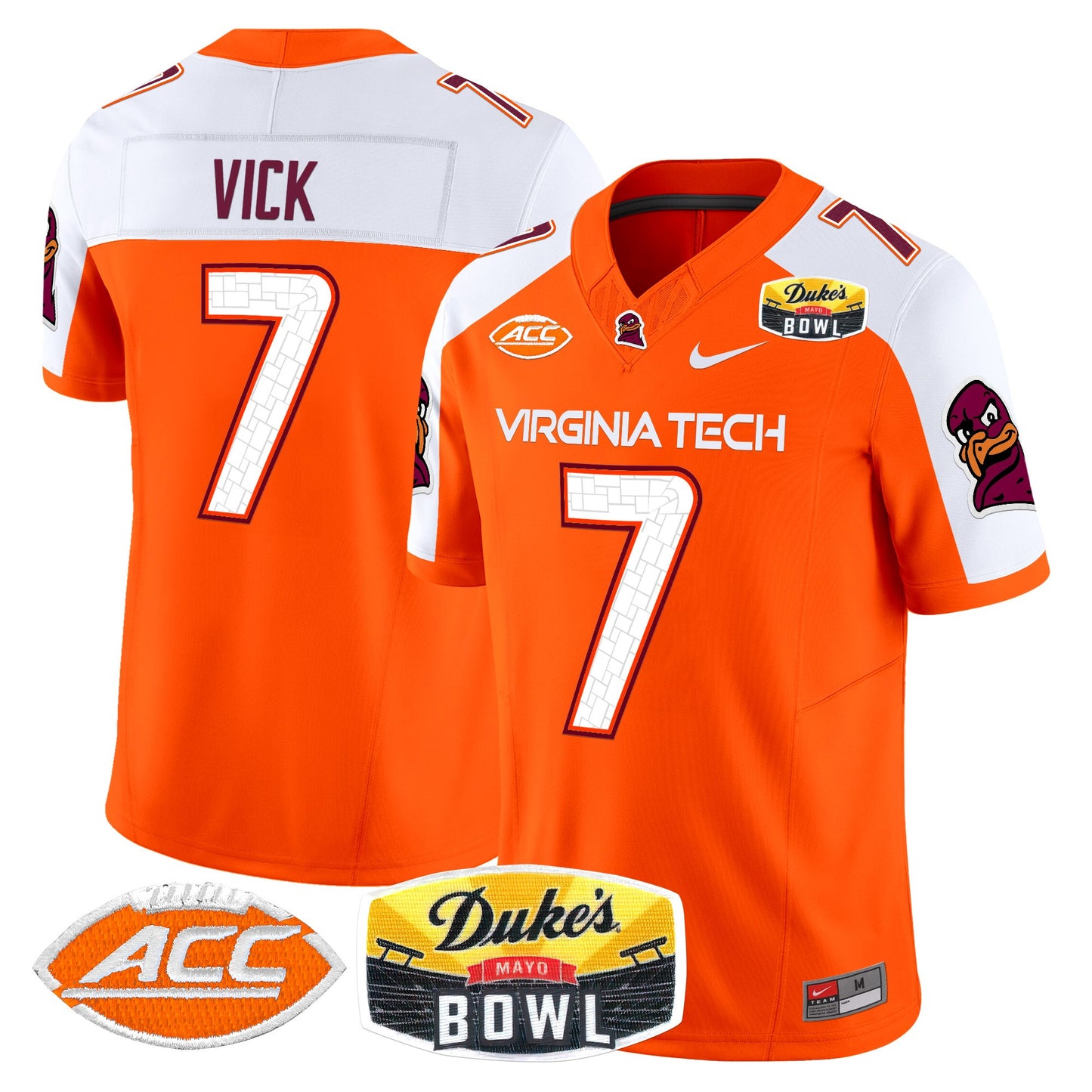 Virginia Tech Hokies 2025 Duke's Mayo Bowl Patch Vapor Limited Jersey - All Stitched