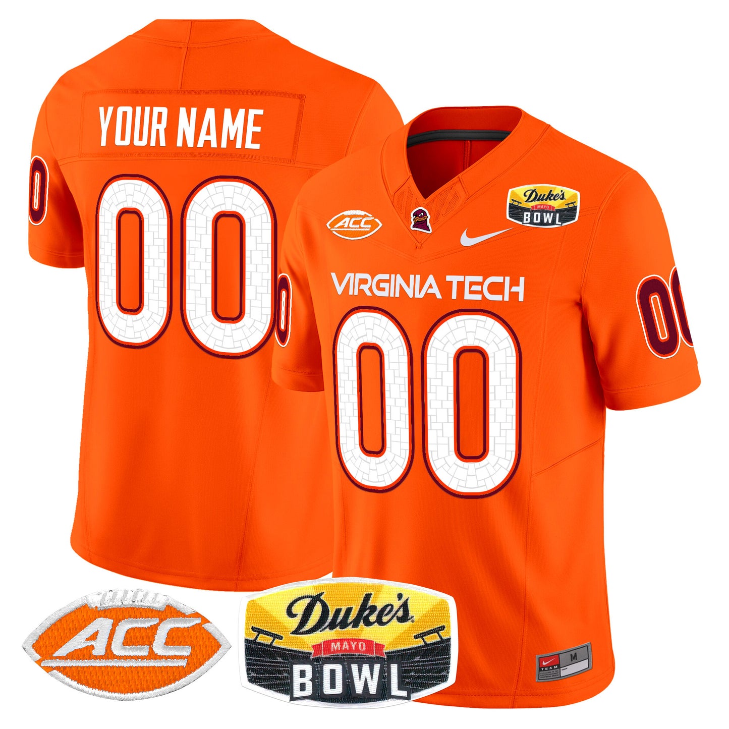 Virginia Tech Hokies 2025 Duke's Mayo Bowl Patch Vapor Limited Custom Jersey - All Stitched