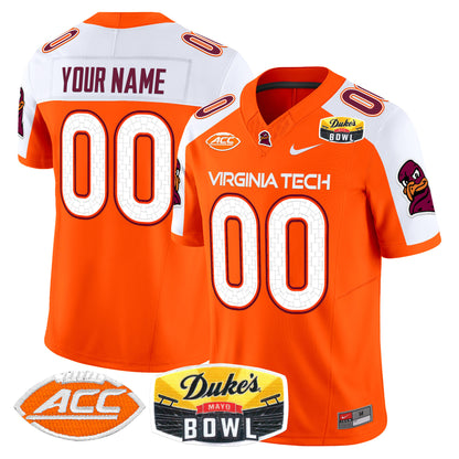 Virginia Tech Hokies 2025 Duke's Mayo Bowl Patch Vapor Limited Custom Jersey - All Stitched