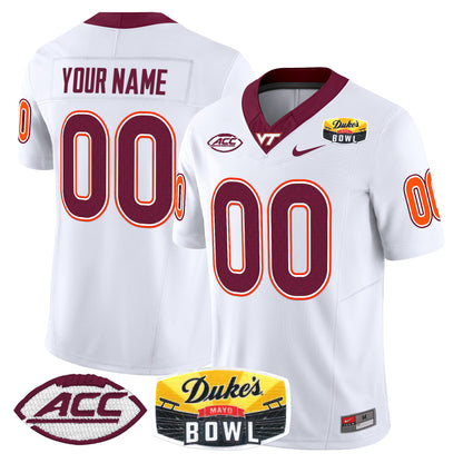 Virginia Tech Hokies 2025 Duke's Mayo Bowl Patch Vapor Limited Custom Jersey - All Stitched