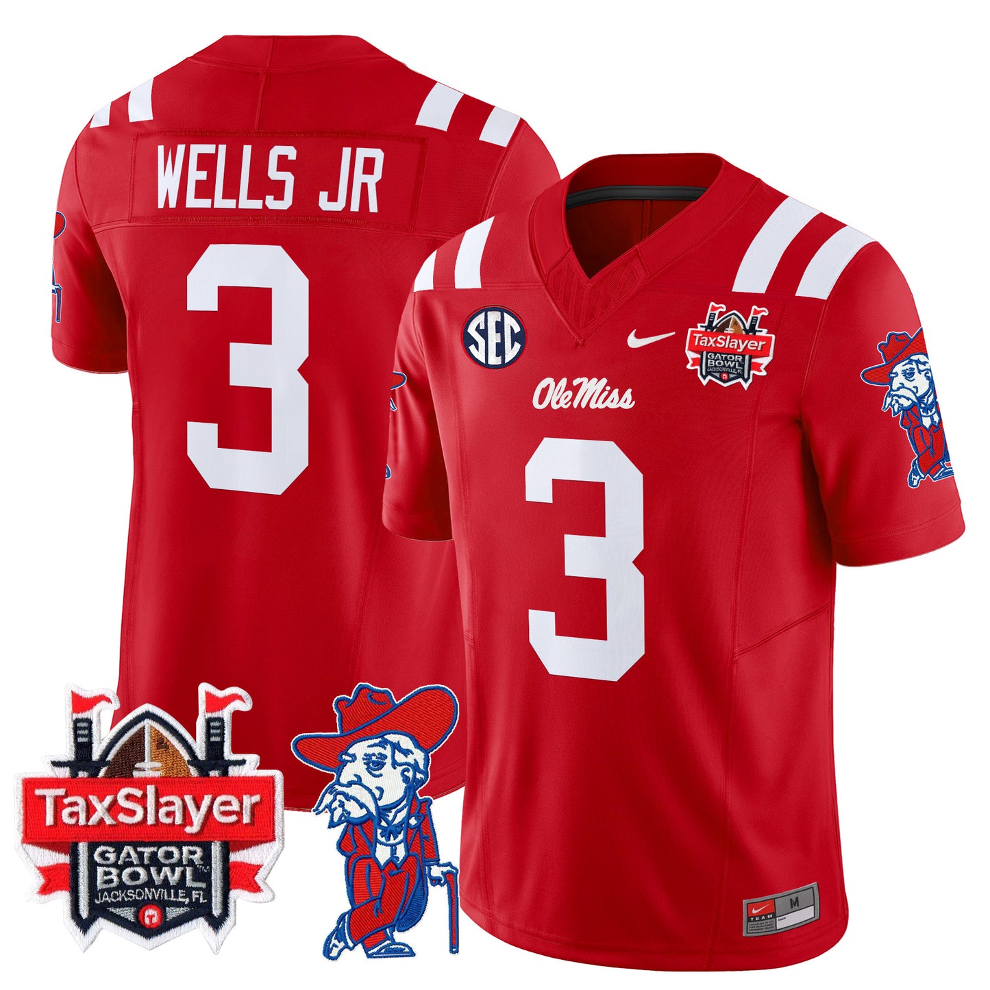 Ole Miss Rebels 2024 Gator Bowl Patch Vapor Limited Jersey - All Stitched