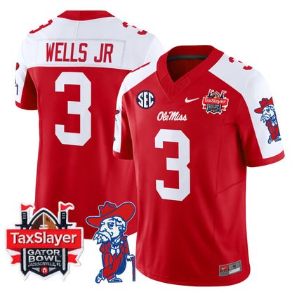 Ole Miss Rebels 2025 Gator Bowl Patch Vapor Limited Jersey - All Stitched