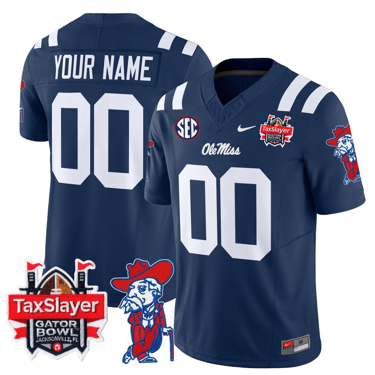 Ole Miss Rebels 2025 Gator Bowl Patch Vapor Limited Custom Jersey - All Stitched