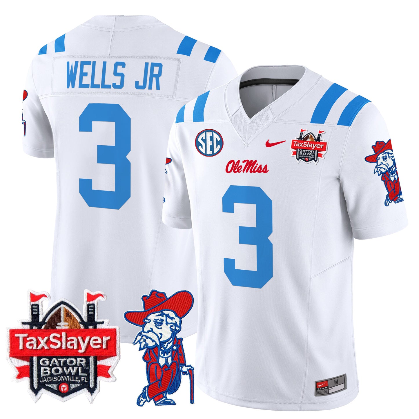 Ole Miss Rebels 2025 Gator Bowl Patch Vapor Limited Jersey - All Stitched