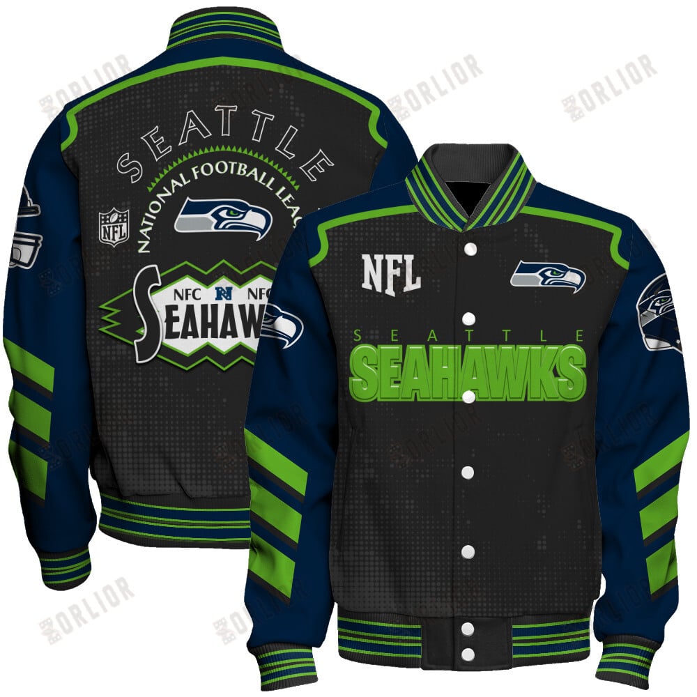 Seattle Seahawks Football Team 2024- 25 Relentless Determination Unisex Varsity Jacket