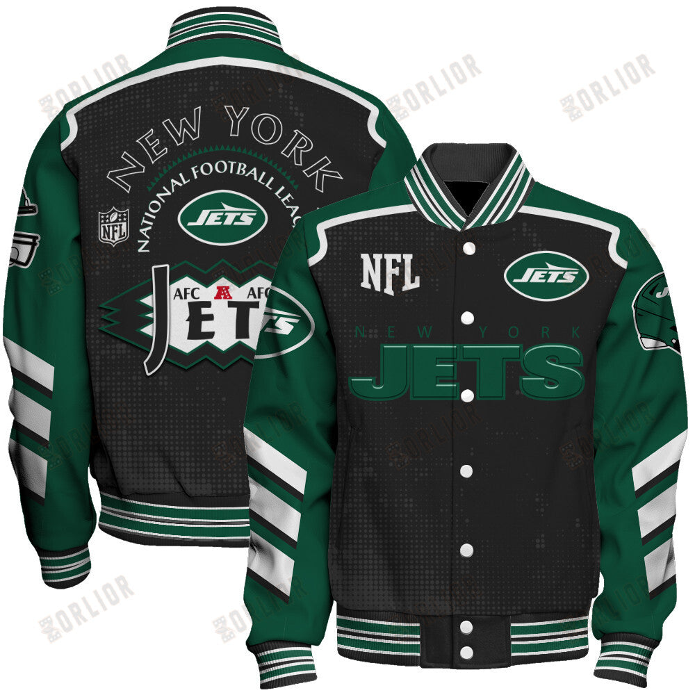 New York Jets Football Team 2024- 25 Relentless Determination Unisex Varsity Jacket