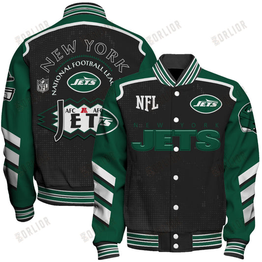 New York Jets Football Team 2024- 25 Relentless Determination Unisex Varsity Jacket