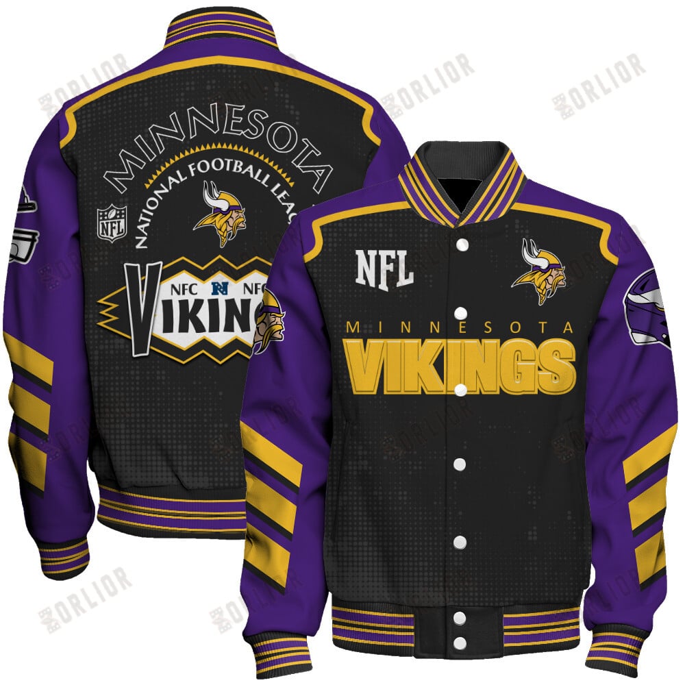 Minnesota Vikings Football Team 2024- 25 Relentless Determination Unisex Varsity Jacket