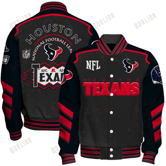 Houston Texans Football Team 2024- 25 Relentless Determination Unisex Varsity Jacket