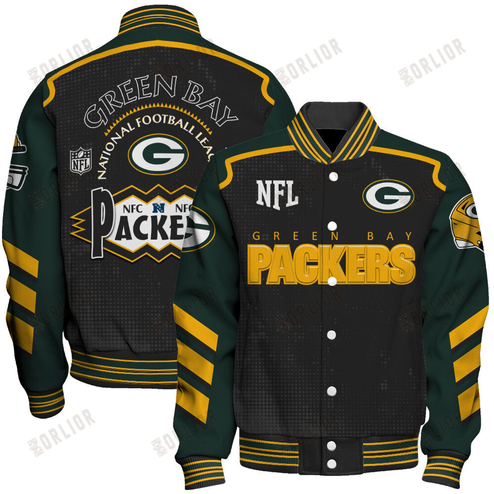 Green Bay Packers Football Team 2024- 25 Relentless Determination Unisex Varsity Jacket