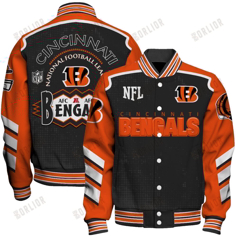 Cincinnati Bengals Football Team 2024- 25 Relentless Determination Unisex Varsity Jacket