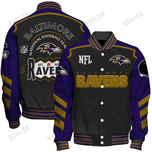 Baltimore Ravens Football Team 2024- 25 Relentless Determination Unisex Varsity Jacket