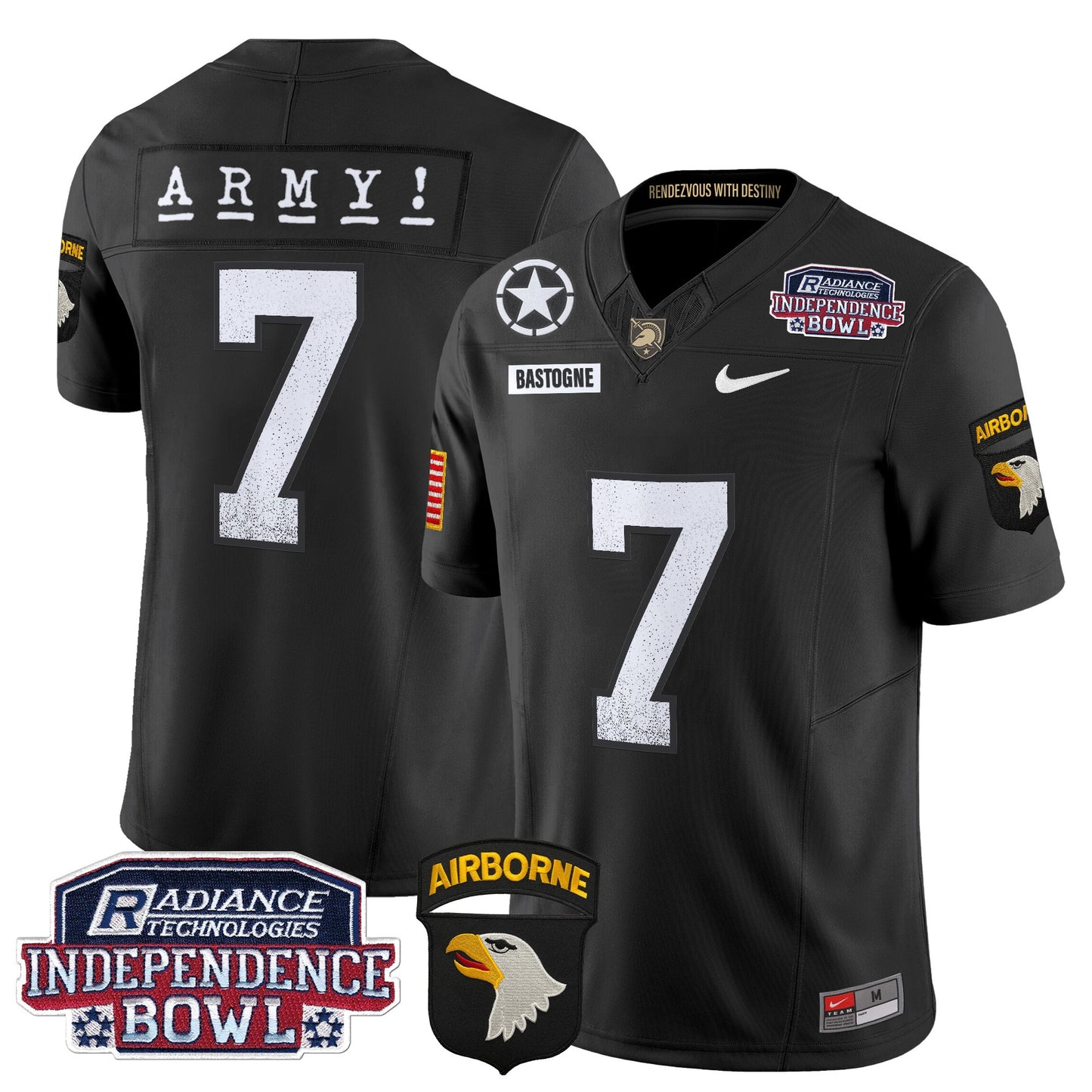 Army Black Knights Independence Bowl Patch 2024 Vapor Limited Jersey - All Stitched