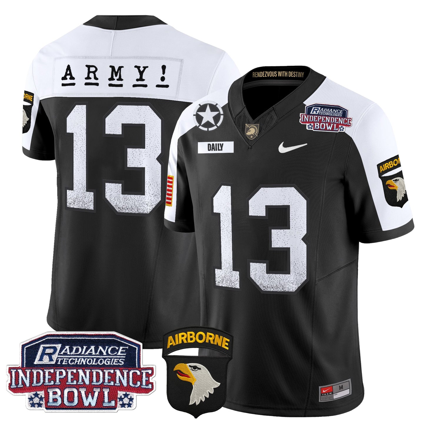 Army Black Knights Independence Bowl Patch 2024 Vapor Limited Jersey - All Stitched