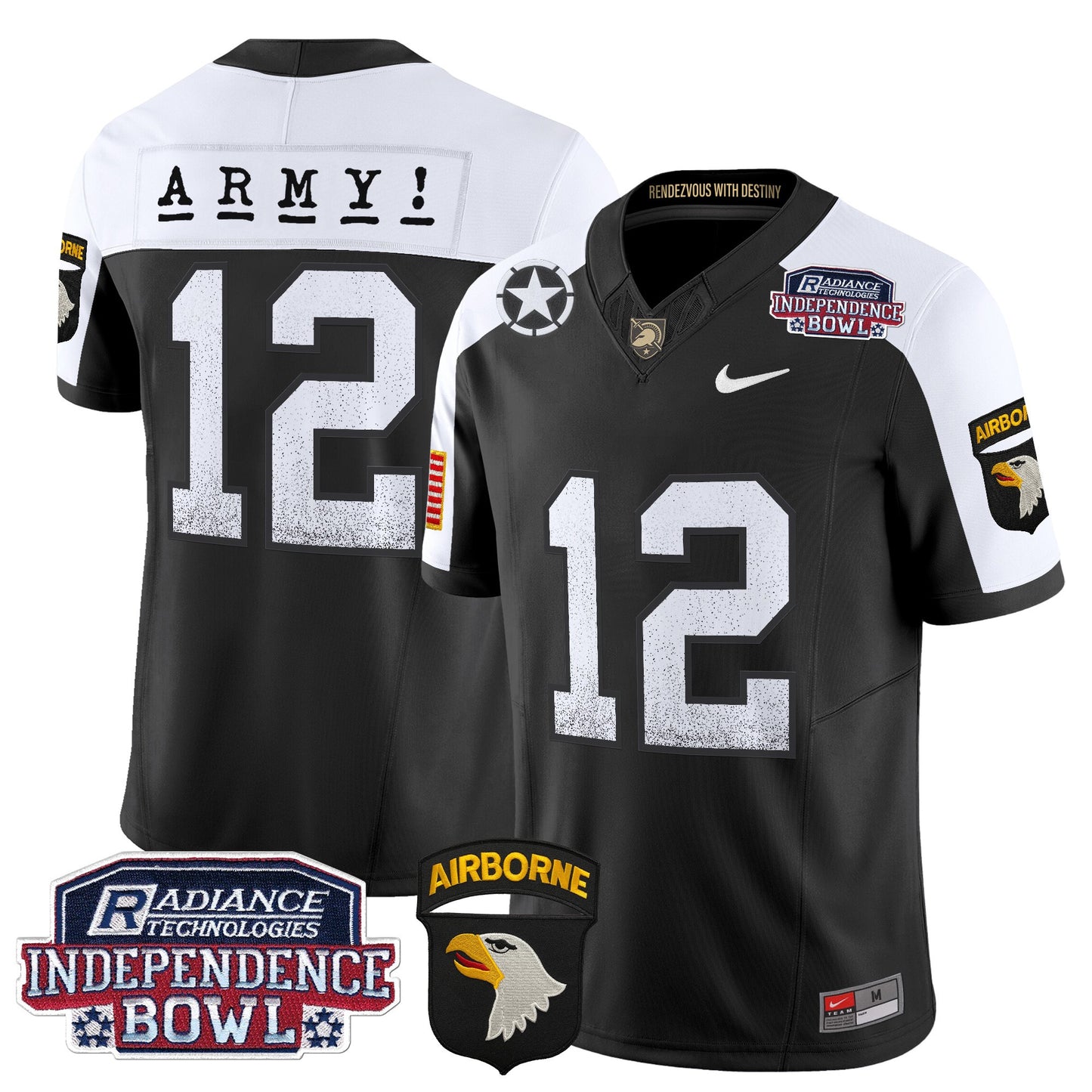 Army Black Knights Independence Bowl Patch 2024 Vapor Limited Jersey - All Stitched