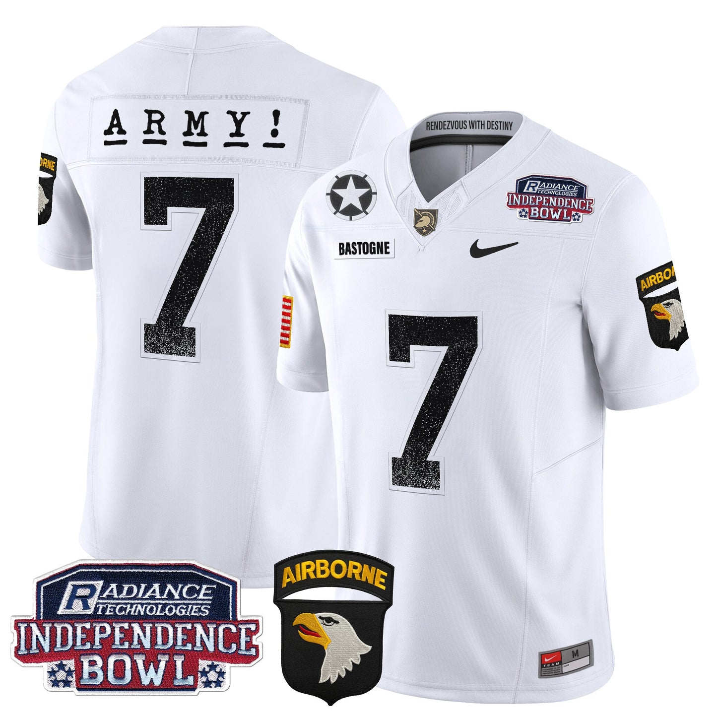 Army Black Knights Independence Bowl Patch 2024 Vapor Limited Jersey - All Stitched