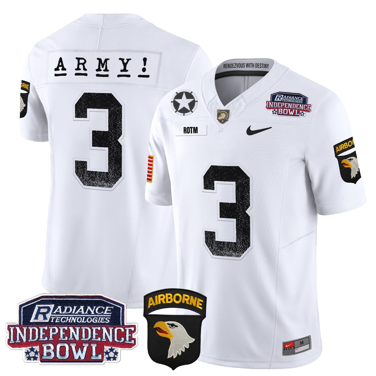 Army Black Knights Independence Bowl Patch 2024 Vapor Limited Jersey - All Stitched