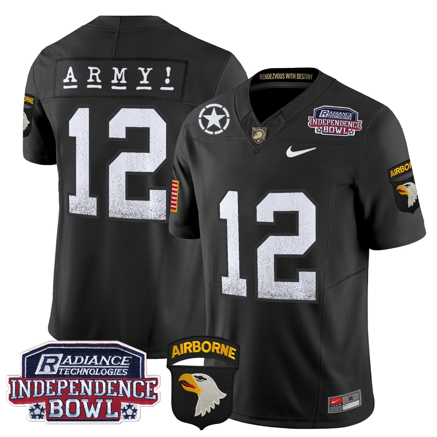 Army Black Knights Independence Bowl Patch 2024 Vapor Limited Jersey - All Stitched