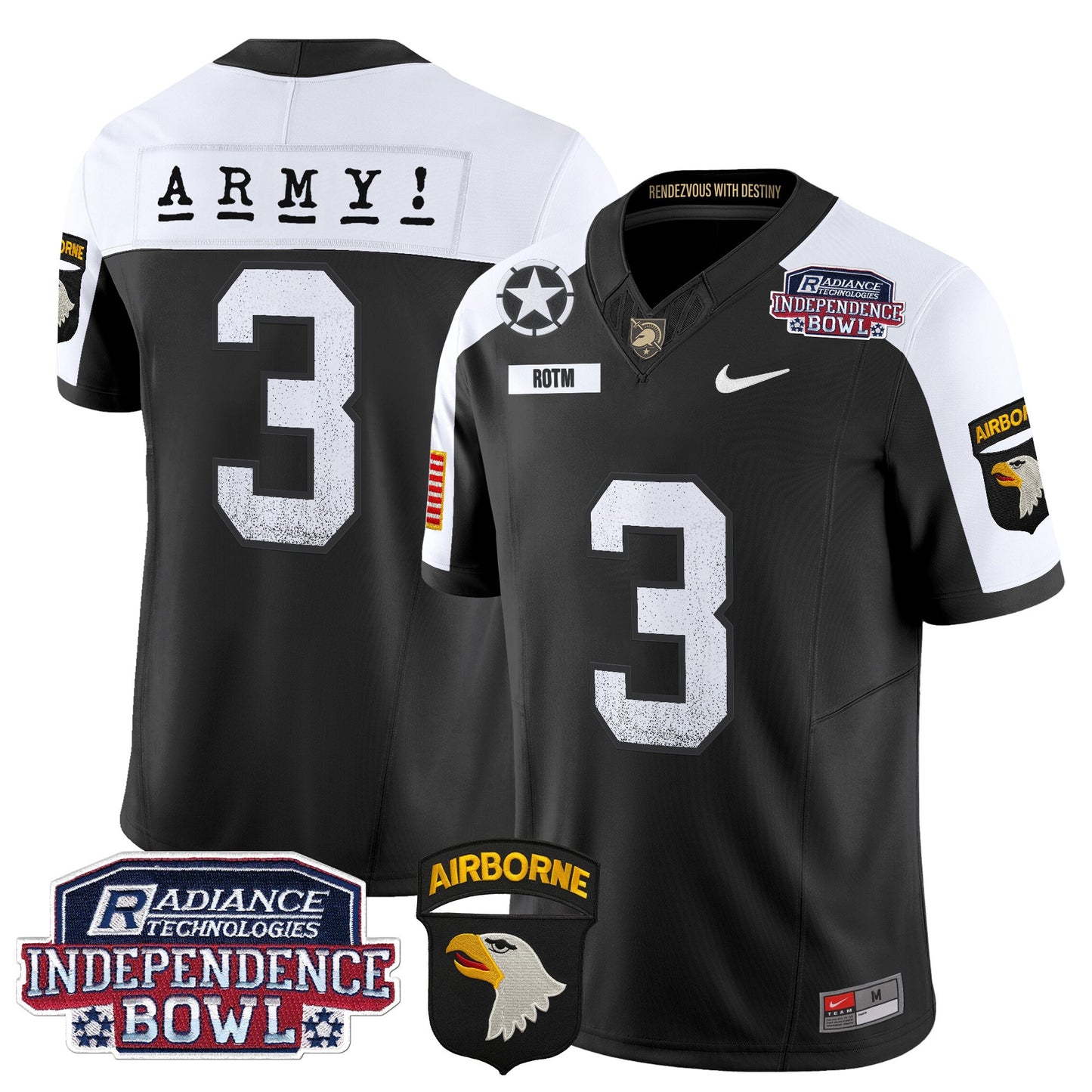 Army Black Knights Independence Bowl Patch 2024 Vapor Limited Jersey - All Stitched