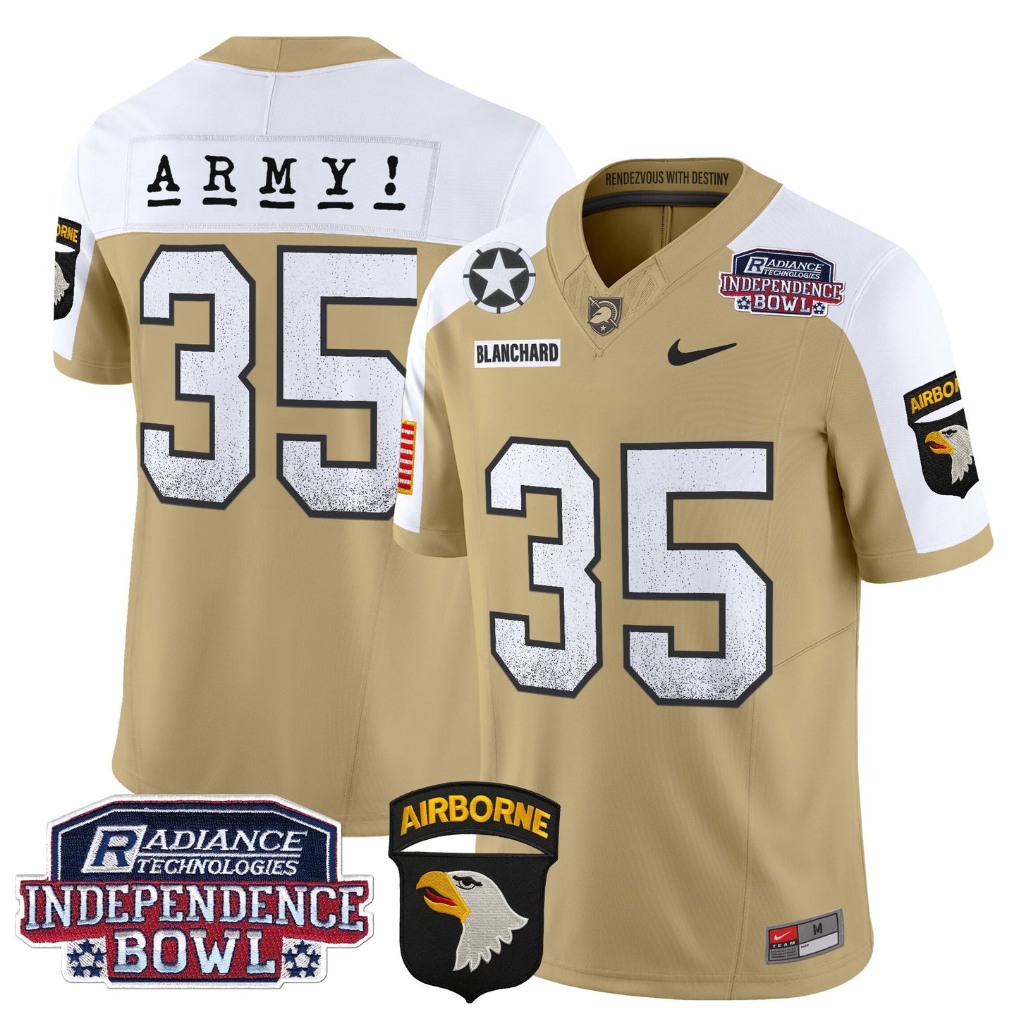 Army Black Knights Independence Bowl Patch 2024 Vapor Limited Jersey - All Stitched