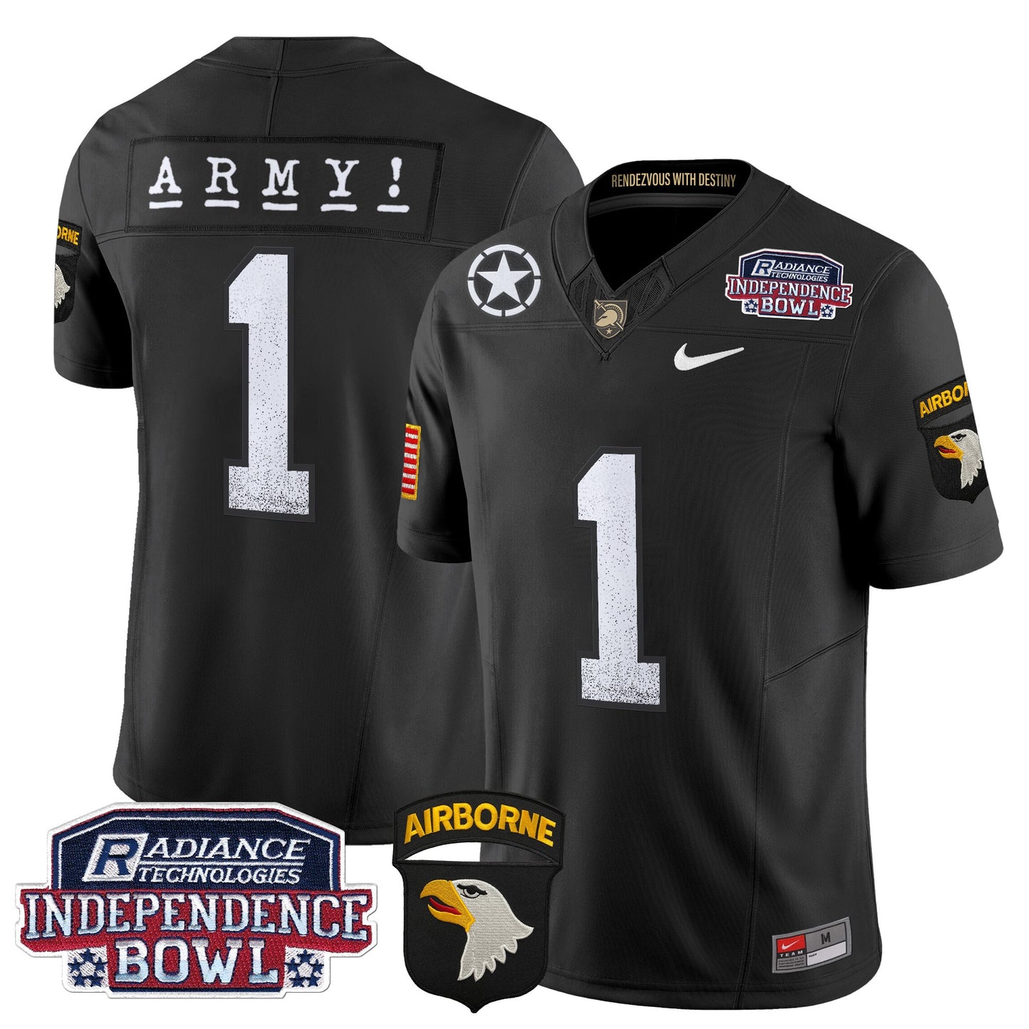 Army Black Knights Independence Bowl Patch 2024 Vapor Limited Jersey - All Stitched