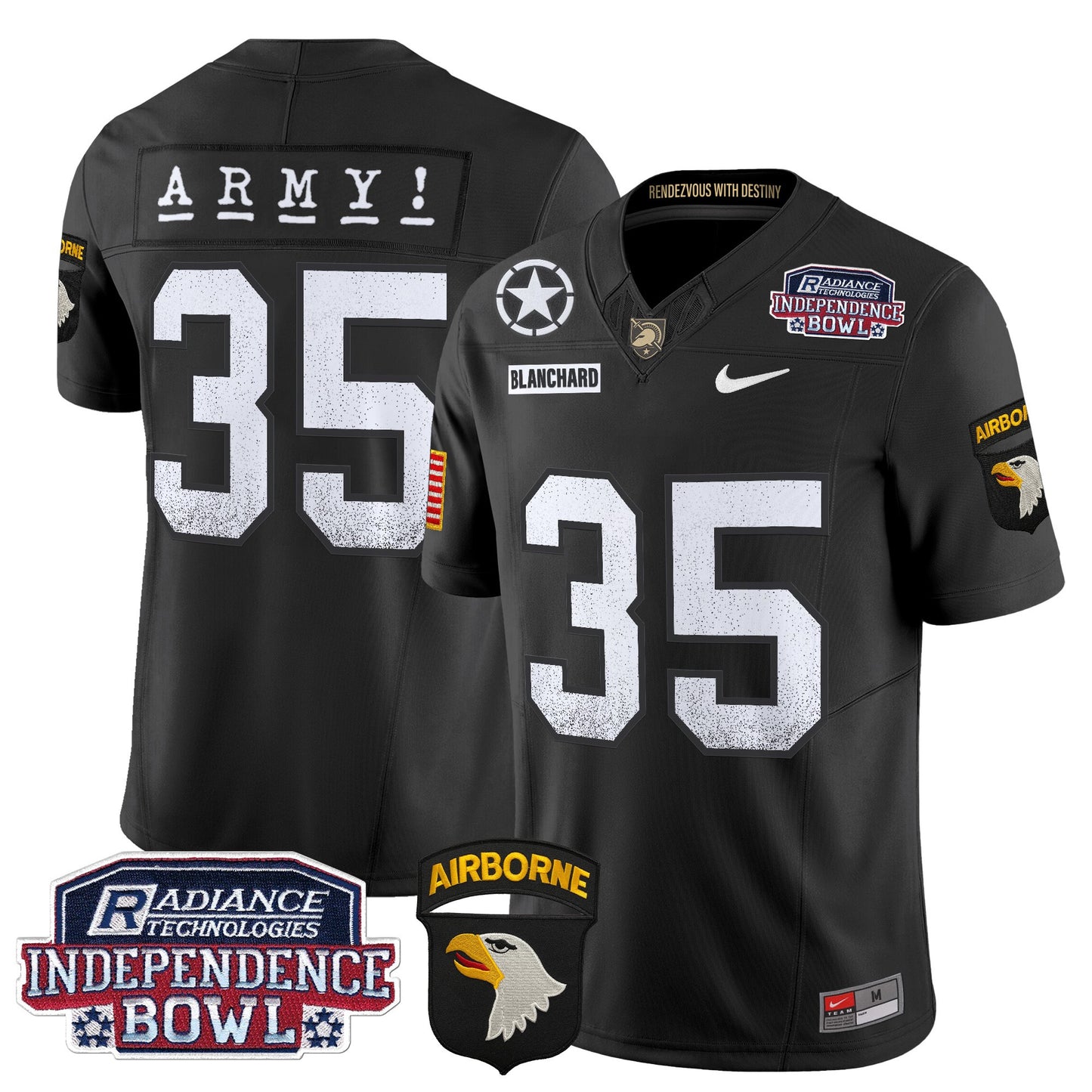 Army Black Knights Independence Bowl Patch 2024 Vapor Limited Jersey - All Stitched