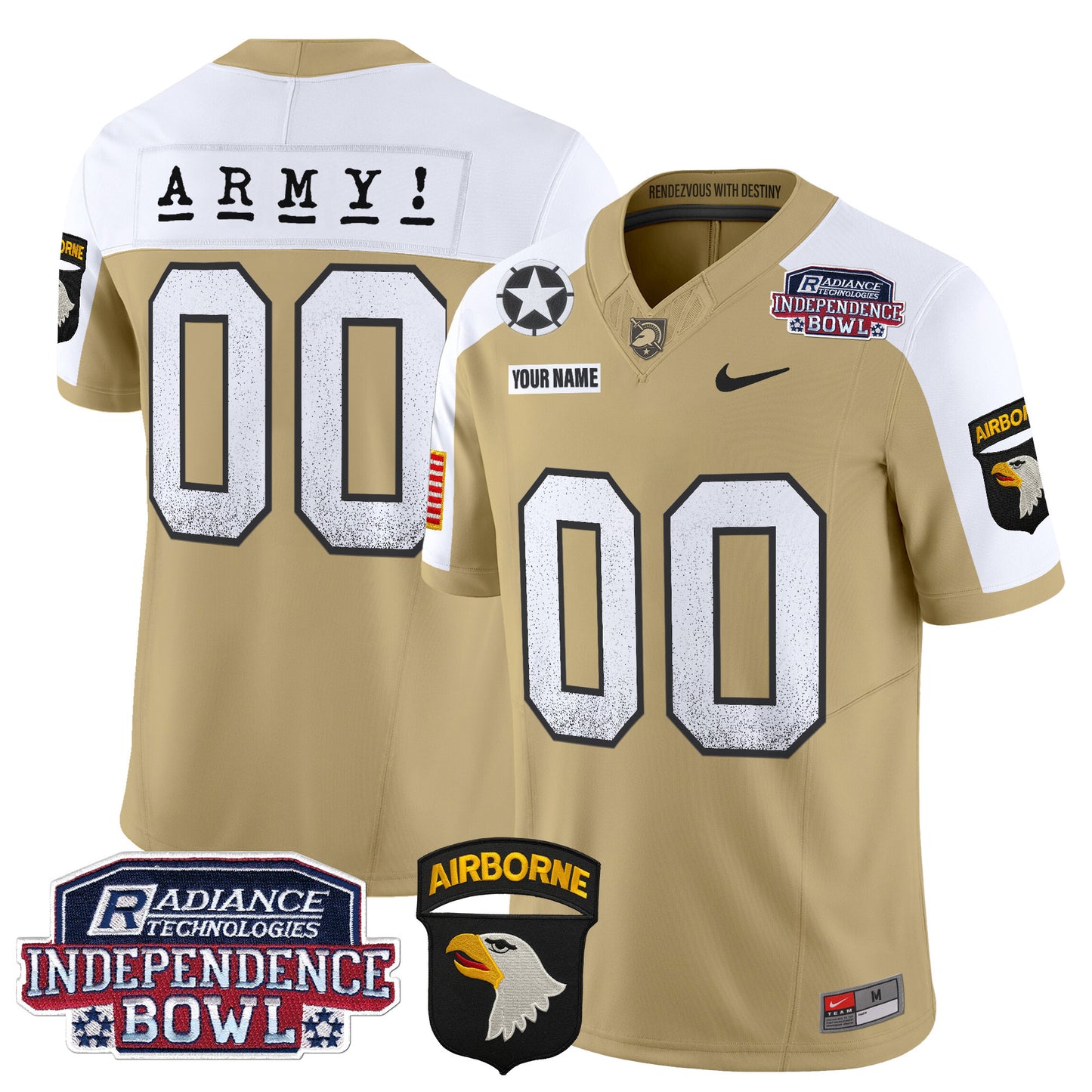 Army Black Knights Independence Bowl Patch 2024 Vapor Limited Custom Jersey - All Stitched