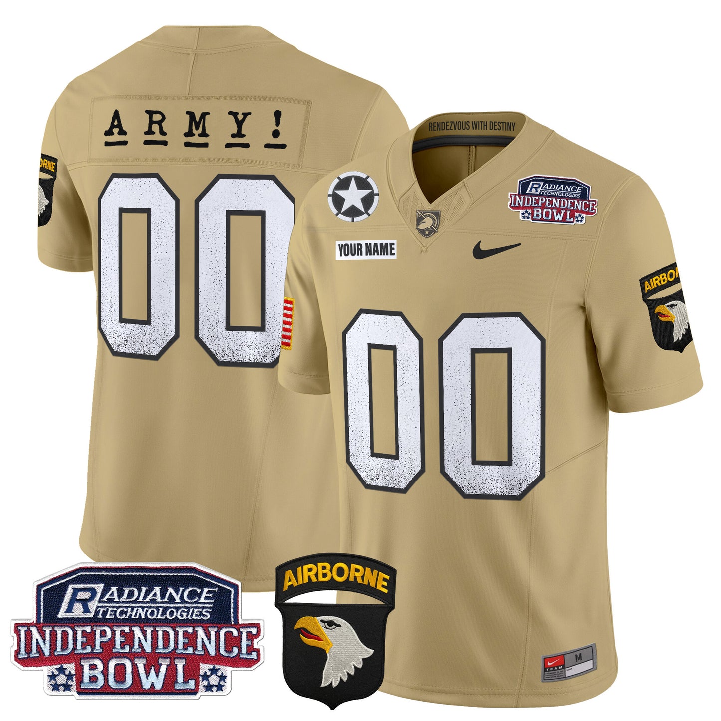 Army Black Knights Independence Bowl Patch 2024 Vapor Limited Custom Jersey - All Stitched