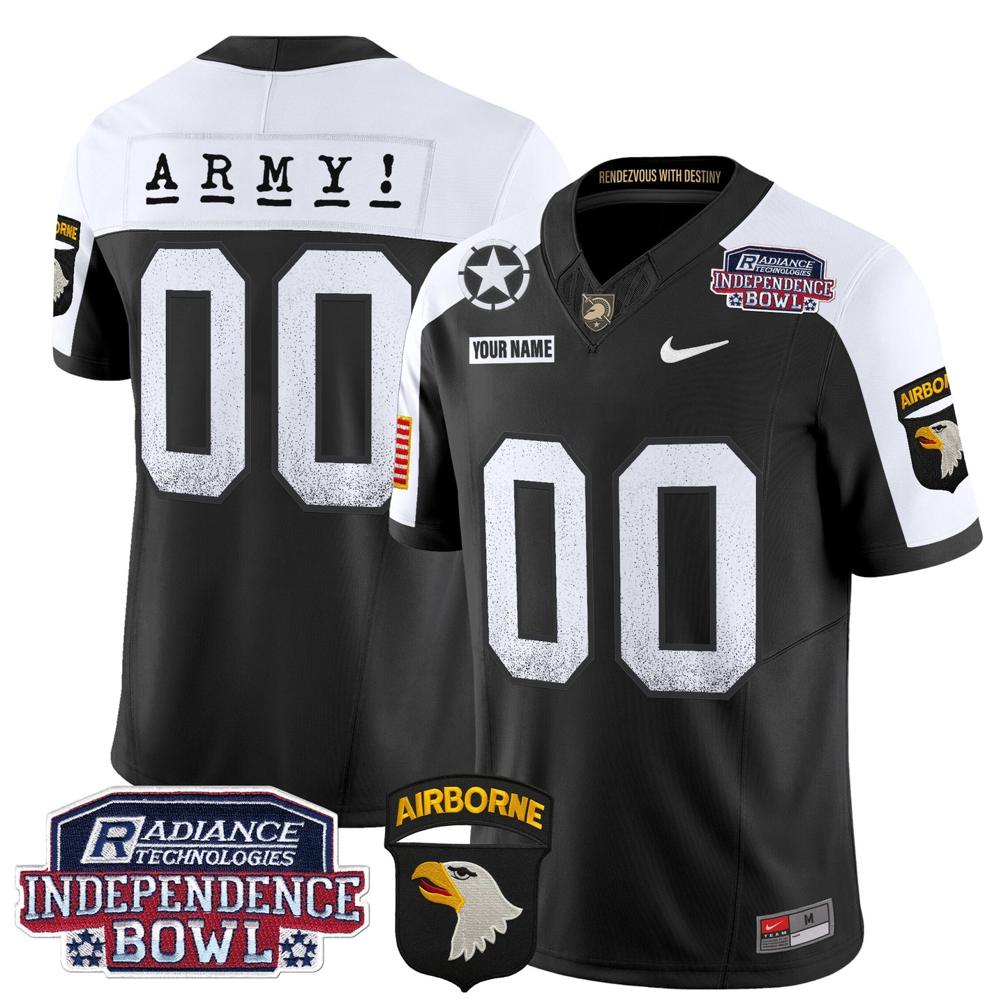 Army Black Knights Independence Bowl Patch 2024 Vapor Limited Custom Jersey - All Stitched