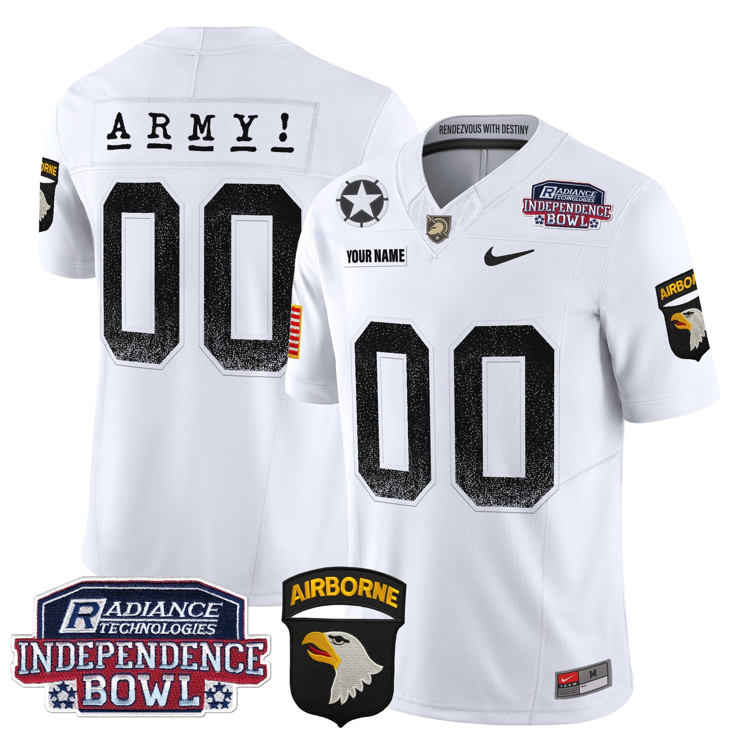 Army Black Knights Independence Bowl Patch 2024 Vapor Limited Custom Jersey - All Stitched