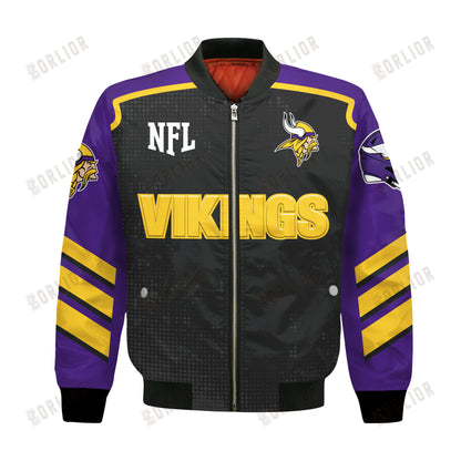 Minnesota Vikings Football Team 2024- 25 Relentless Determination Bomber Jacket