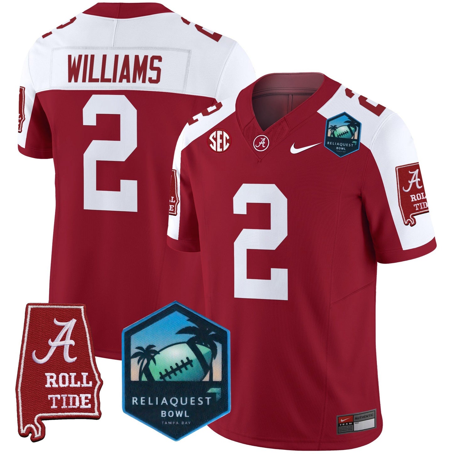 Alabama Crimson Tide 2025 ReliaQuest Bowl Patch Vapor Limited Jersey - All Stitched