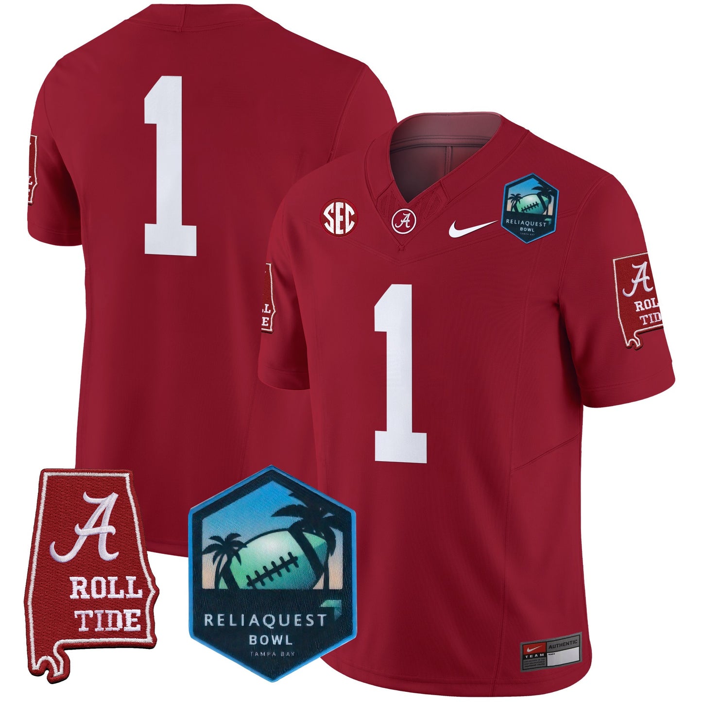 Alabama Crimson Tide 2025 ReliaQuest Bowl Patch Vapor Limited Jersey - All Stitched