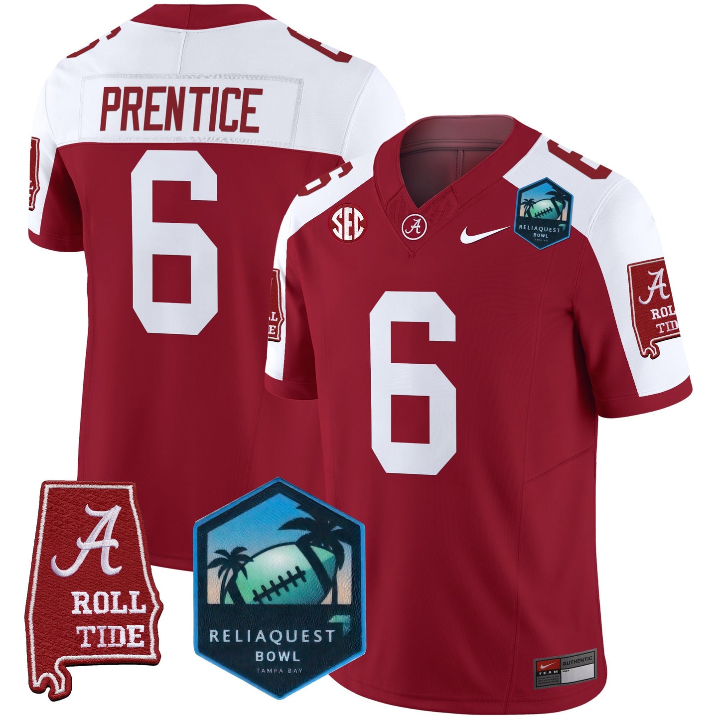 Alabama Crimson Tide 2025 ReliaQuest Bowl Patch Vapor Limited Jersey - All Stitched