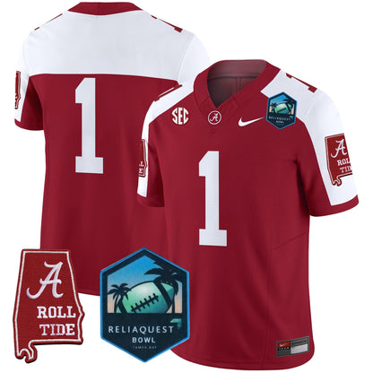 Alabama Crimson Tide 2025 ReliaQuest Bowl Patch Vapor Limited Jersey - All Stitched