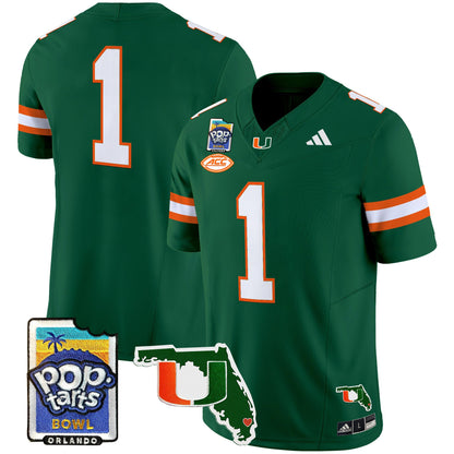 Miami Hurricanes 2025 PopTarts Bowl Patch Vapor Limited Jersey - All Stitched