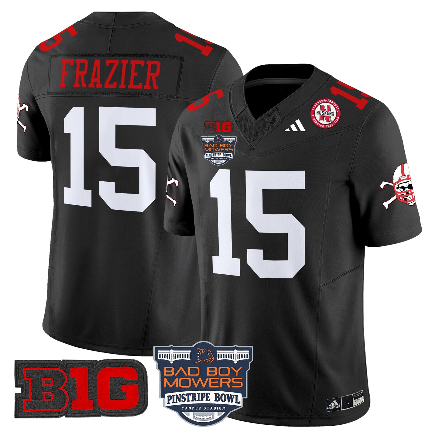 Nebraska Cornhuskers 2025 Pinstripe Bowl Patch Vapor Limited Jersey - All Stitched