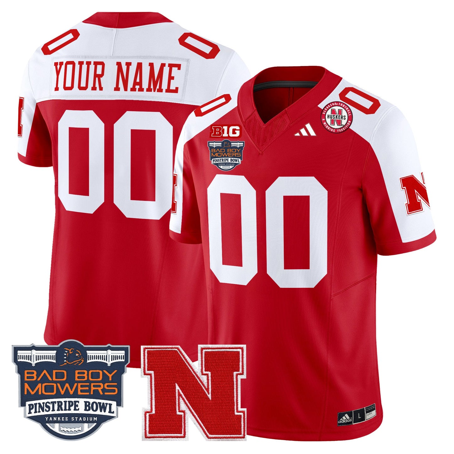 Nebraska Cornhuskers 2025 Pinstripe Bowl Patch Vapor Limited Custom Jersey - All Stitched