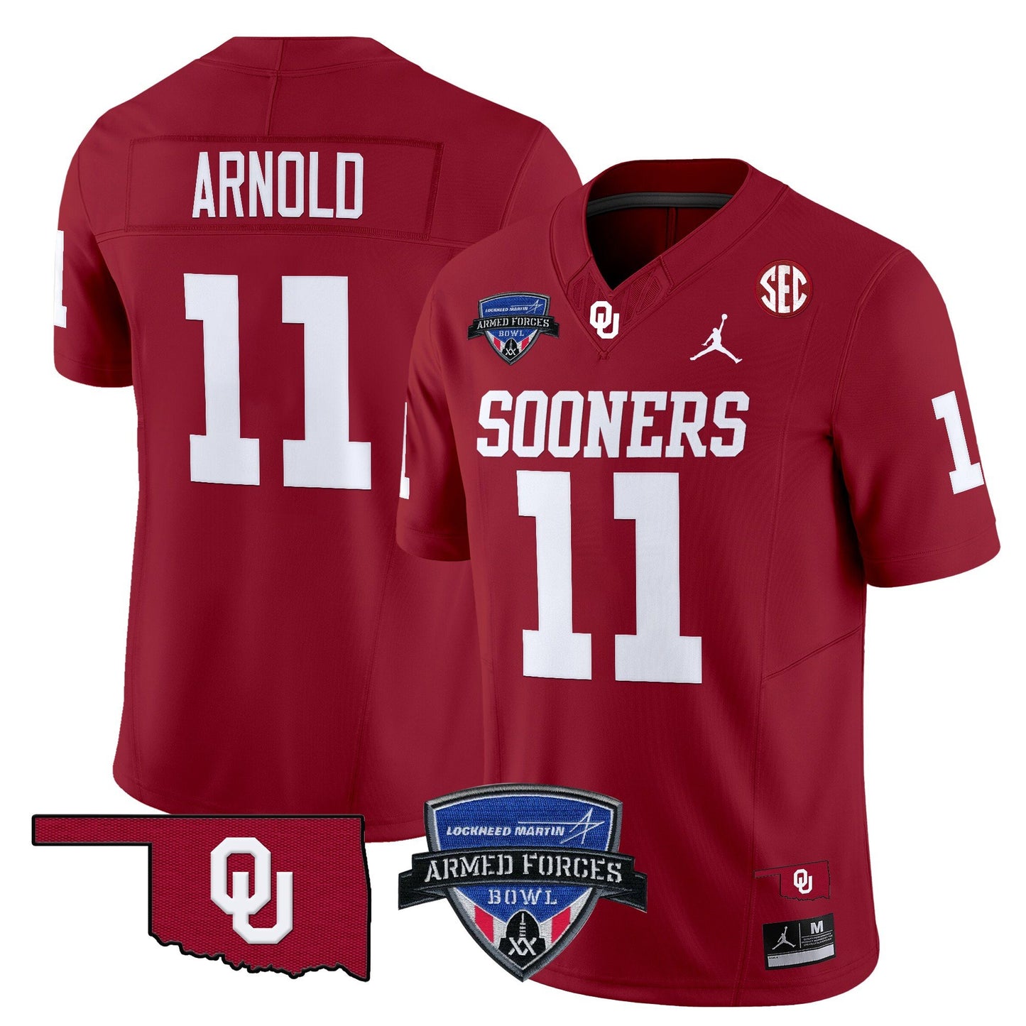 Oklahoma Sooners 2025 Armed Forces Bowl Patch Vapor Limited Jersey - All Stitched