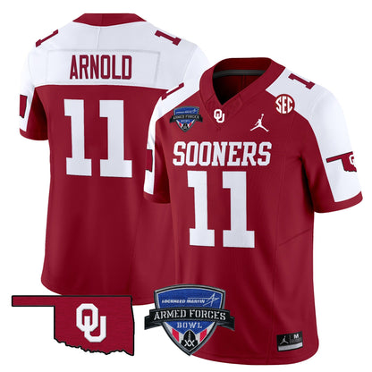 Oklahoma Sooners 2025 Armed Forces Bowl Patch Vapor Limited Jersey - All Stitched