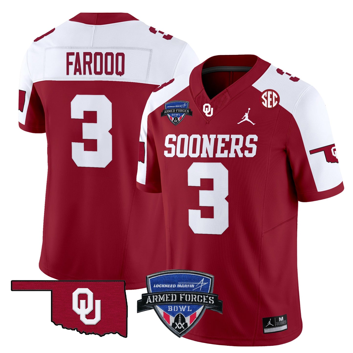 Oklahoma Sooners 2025 Armed Forces Bowl Patch Vapor Limited Jersey - All Stitched