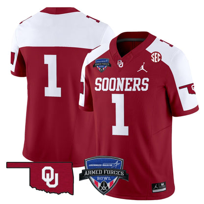 Oklahoma Sooners 2025 Armed Forces Bowl Patch Vapor Limited Jersey - All Stitched