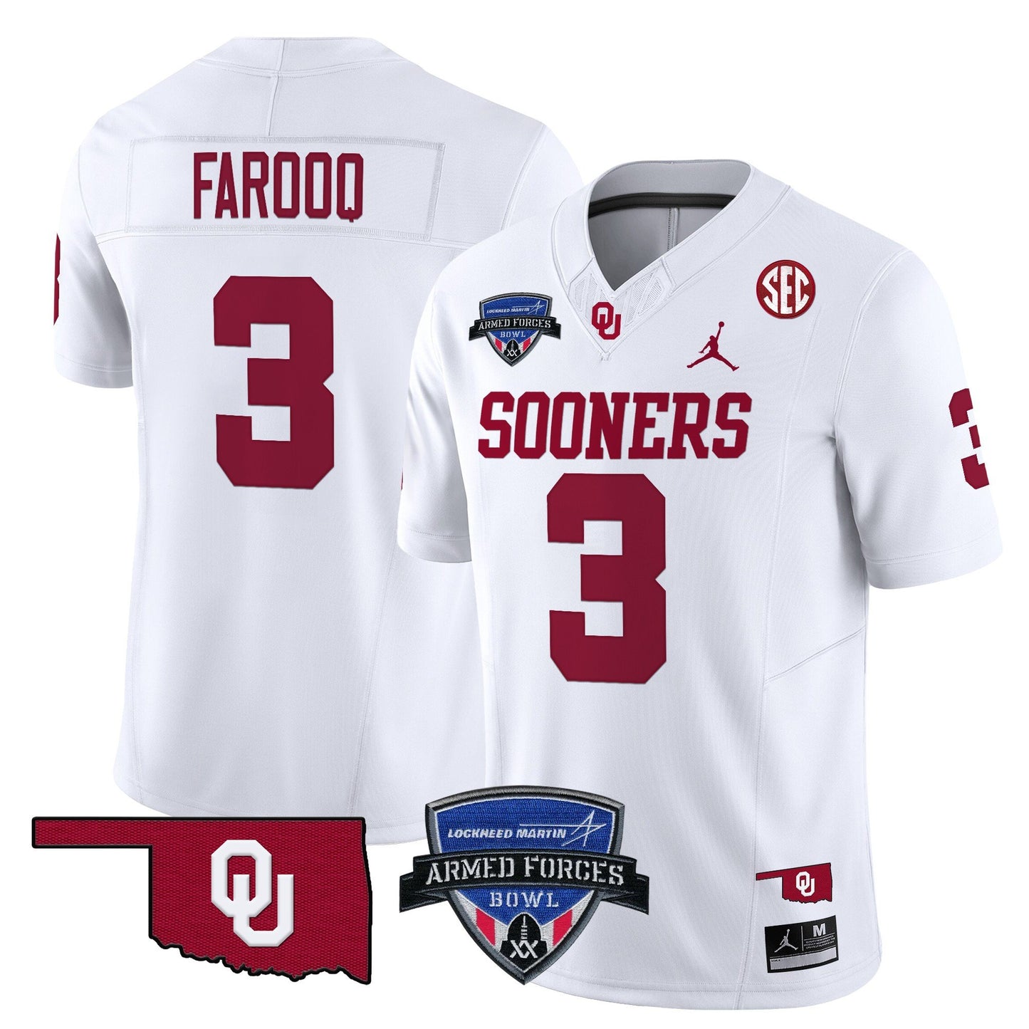 Oklahoma Sooners 2025 Armed Forces Bowl Patch Vapor Limited Jersey - All Stitched