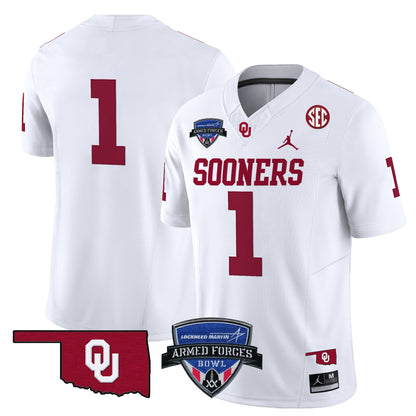 Oklahoma Sooners 2025 Armed Forces Bowl Patch Vapor Limited Jersey - All Stitched